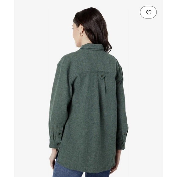 Madewell Solid Flannel Oversized Shirt Green Medium Button Down Fall Winter - Picture 2 of 10